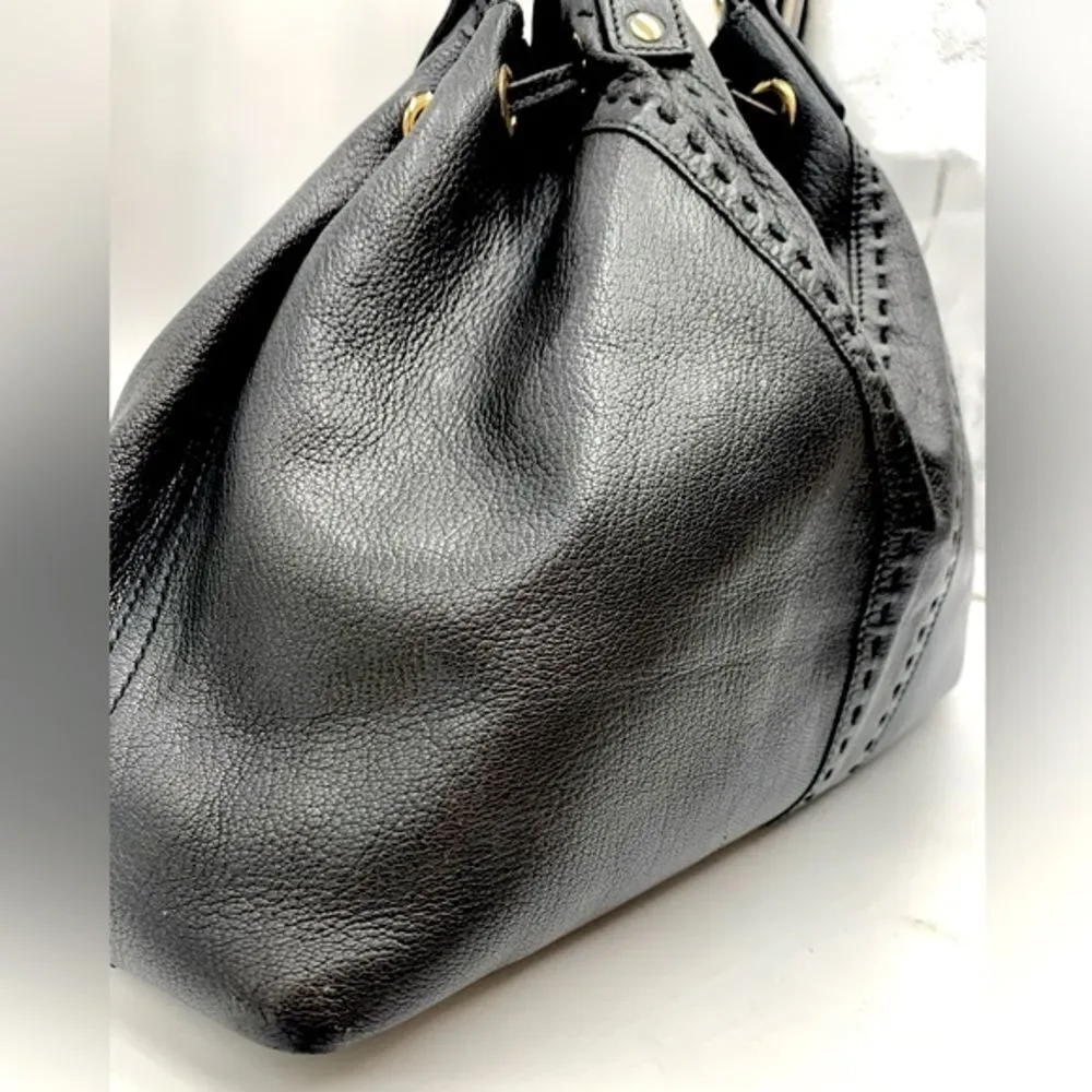 Auth YVES SAINT LAURENT Reversible 
Bronze/Black Leather Double Sac Y Tote Bag - Picture 3 of 16